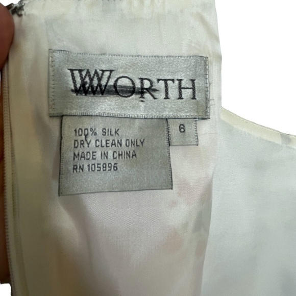Worth White/Multi Colored Silk Floral Sheath Sleeveless Dress Size 6 - Picture 9 of 9